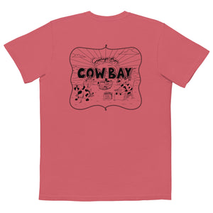 "Greetings from Cow Bay" pocket tee